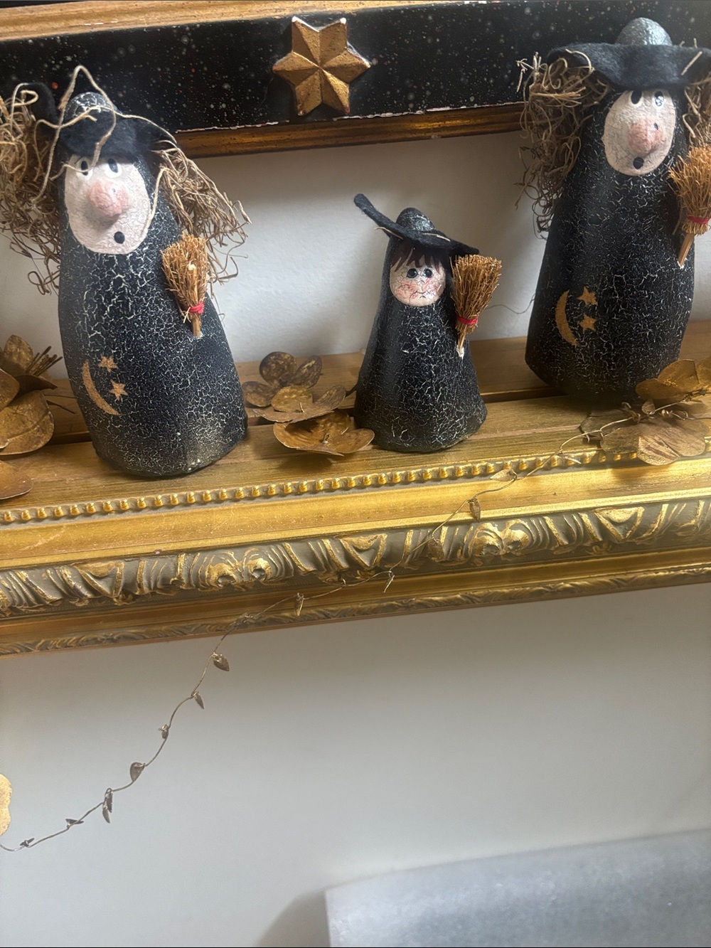 Orange Pumpkin  Set  and Papier Mache Witches bundle